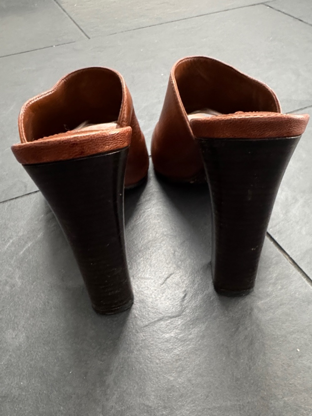 Prada Cognac Leather Open-Toe Mule Heels - Picture 2 of 3